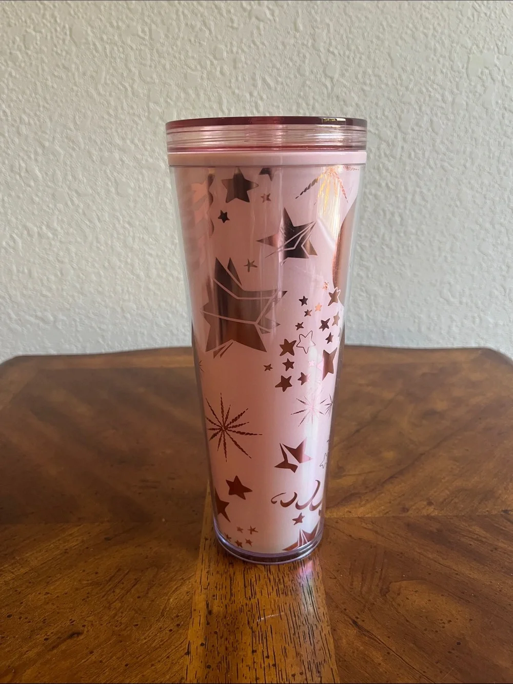 Starbucks Pink Metallic Star Travel Tumbler